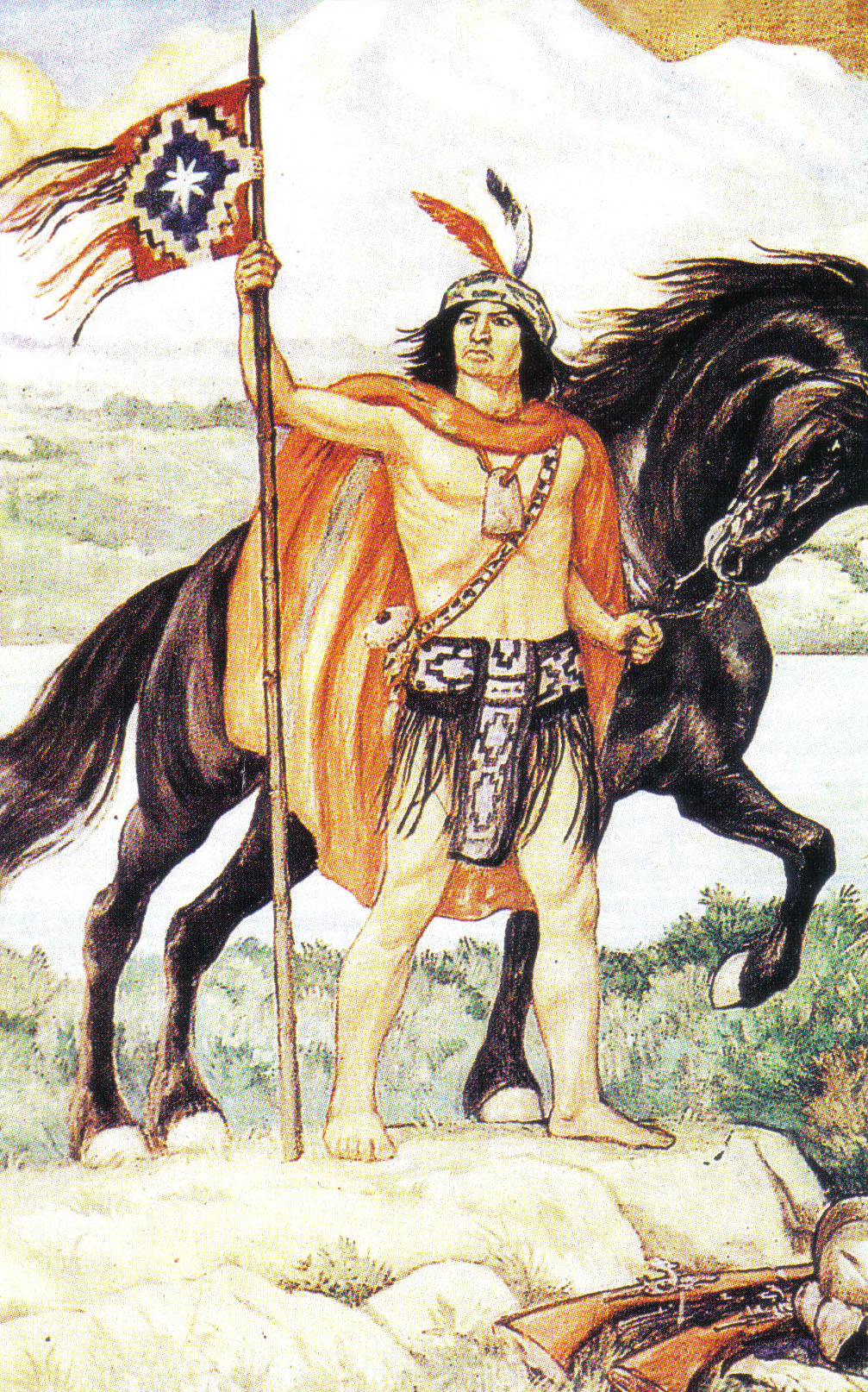 Lautaro, toqui mapuche, en la pintura de Pedro Subercaseaux